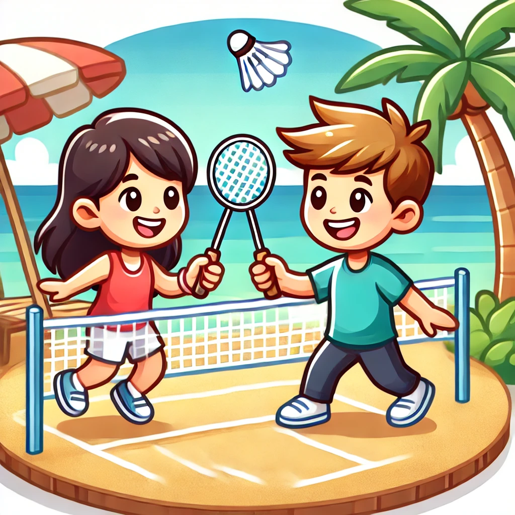 baseball pickup lines, boy and girl enjoying badminton.